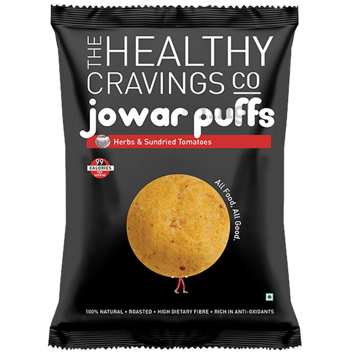 The Healthy Cravings Co Roasted Jowar Puffs (25gm Each) Herbs and Sundried Tomatoes