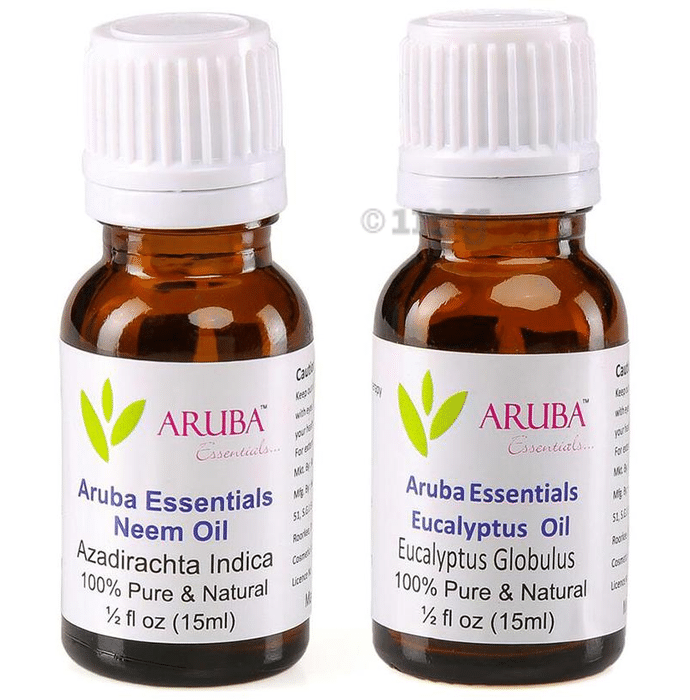 Aruba Essentials Combo Pack of Neem Oil and Eucalyptus Oil (15ml Each)