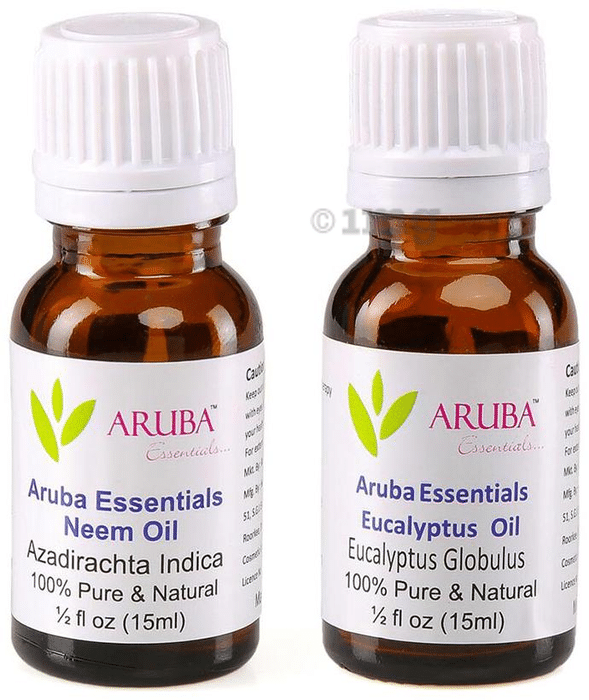 Aruba Essentials Combo Pack of Neem Oil and Eucalyptus Oil (15ml Each)