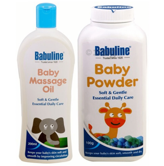 Babuline Combo Pack of Baby Powder 100gm & Baby Massage Oil 200ml