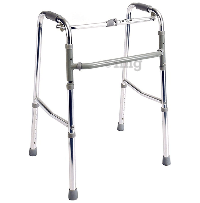 Dr Trust USA Portable Aluminium Height Adjustable Foldable Walker Black