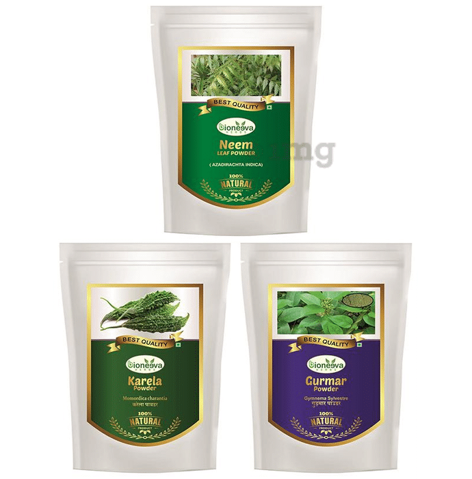 Bioneeva Herbs Combo Pack of Neem Leaf, Karela & Gurmar Powder (100gm Each)