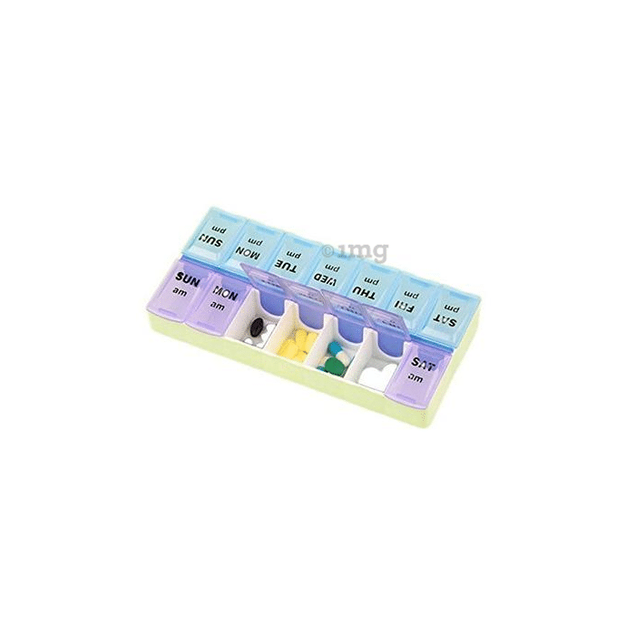 Krivish Premium Quality 14 Compartment Pill Reminder Multicolor AM-PM