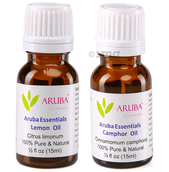 Aruba Essentials Combo Pack of Lemon Oil & Camphor Oil (15ml Each)