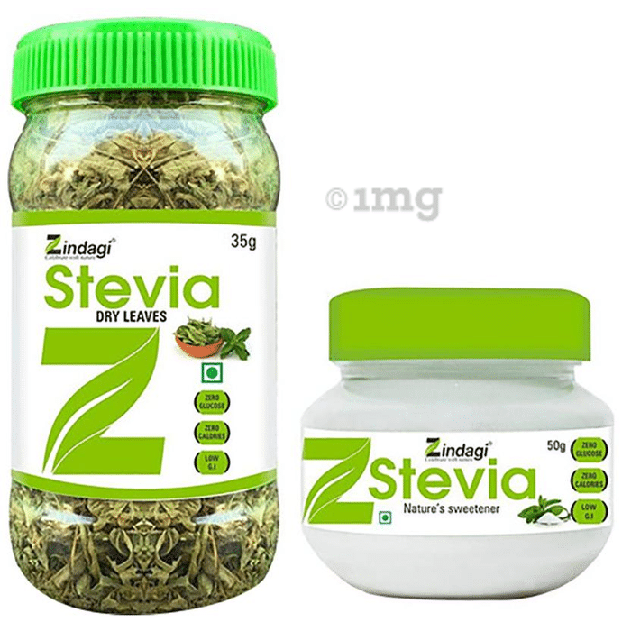 Zindagi Combo Pack of Stevia Dry Leaves (35gm Each) and Stevia Powder (50gm Each)