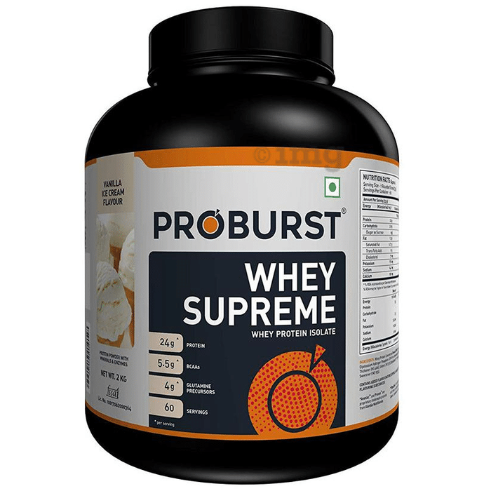 Proburst Whey Supreme Protein | With BCAAs & Glutamine for Muscle Recovery | Flavour Powder Vanilla Icecream