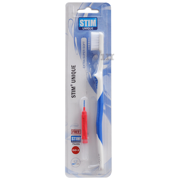 Stim Unique Extra Super Soft Brush With Stim Proxa ISO Size 2 Interdental Brush Free
