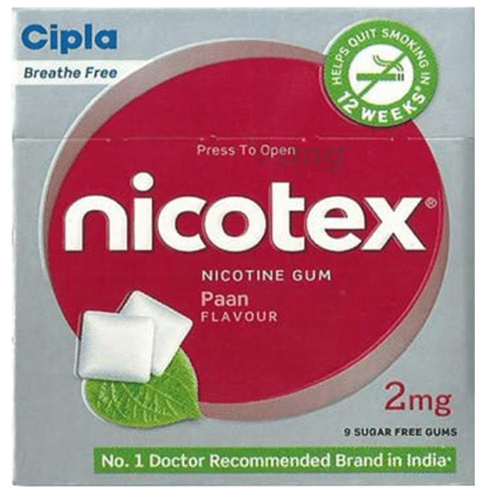 Nicotex 2mg Chewing Gums Paan Pack of 2