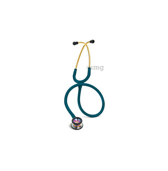 3M Littmann Classic II Pediatric Stethoscope, Rainbow-finish Chestpiece, Caribbean Blue Tube, 28 inch, 2153