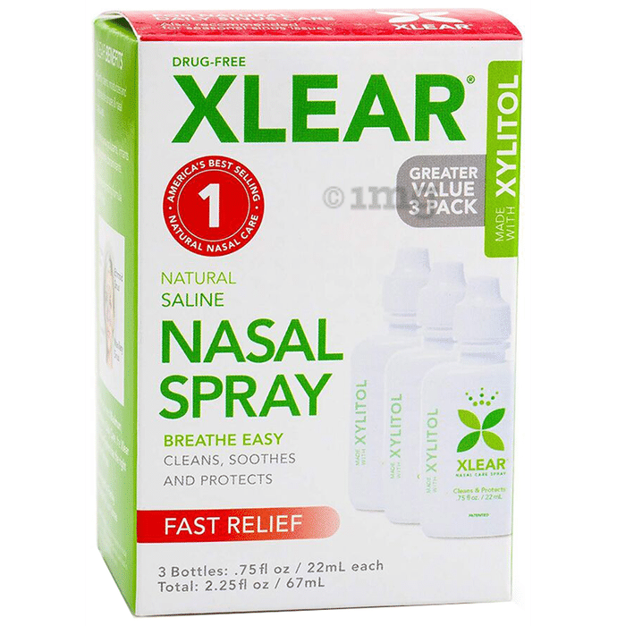 Xlear Natural Saline Nasal Spray with Xylitol (22ml Each)