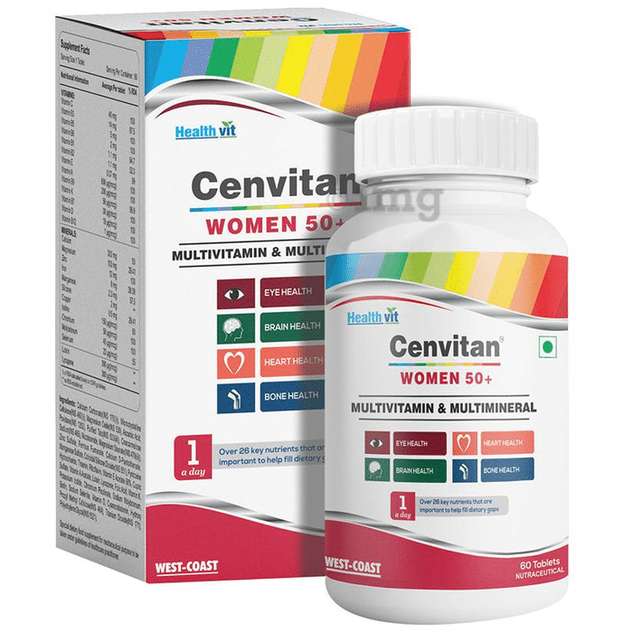 HealthVit Cenvitan Women 50+ with Multivitamin & Multimineral for Eye, Brain, Heart & Bone Health | Tablet