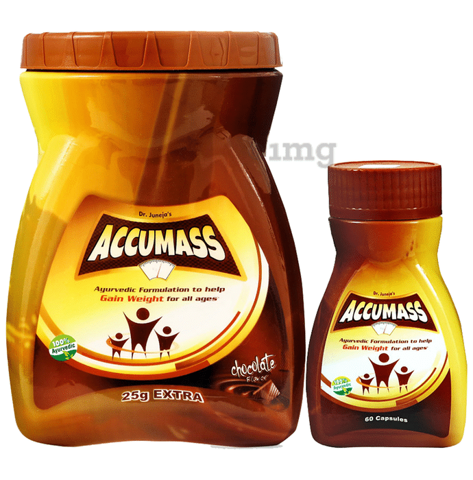 Accumass Combo of Accumass Weight Gain Granules 525gm & Capsule 60