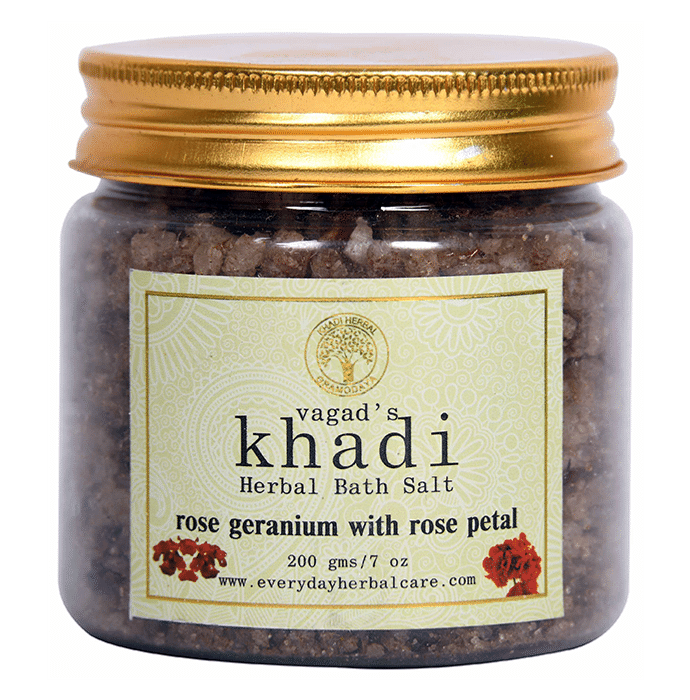 Vagad's Khadi Rose Geranium with Rose Petals Herbal Bath Salt