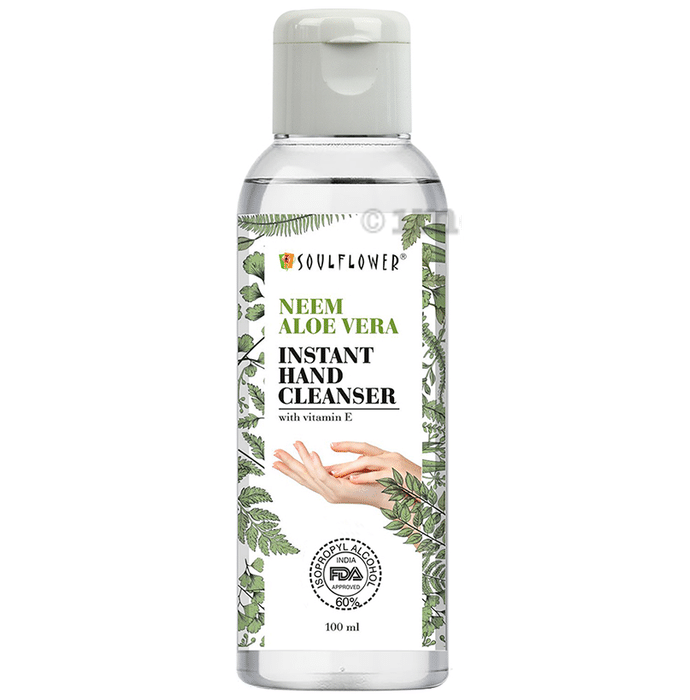 Soulflower Neem Aloe Vera Instant Hand Cleanser Sanitizer with Vitamin E