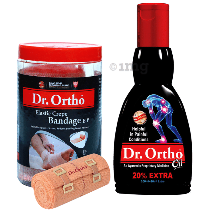 Dr Ortho Combo Pack of Pain Relief Oil 120ml & Crepe Bandage (8X4)