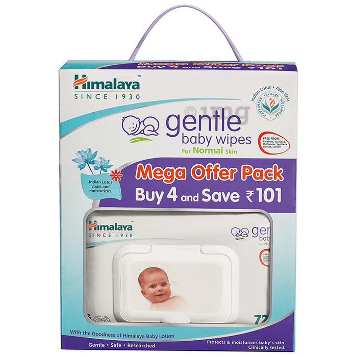 Himalaya Gentle Baby Wipes (72 Each) Mega Offer Pack with Lid