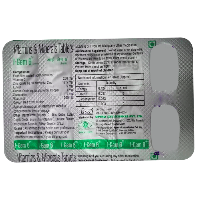 IGem 6 Tablet Buy strip of 10 tablets at best price in India 1mg