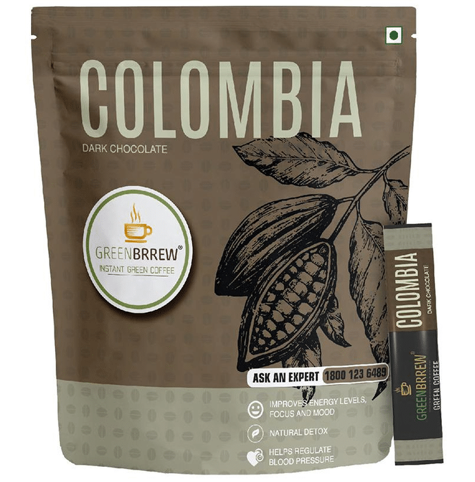Green Brrew Colombia Instant Green Coffee (1.5gm Each) Dark Chocolate