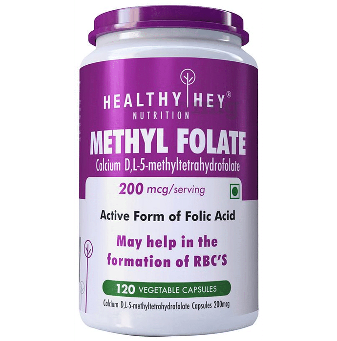 HealthyHey Methyl Folate 200mcg Vegetable Capsule