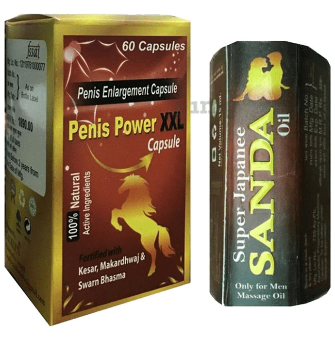 Cackle's Combo Pack of Penis Power XXL 60 Capsule & Super Japanee Sanda Oil 15ml