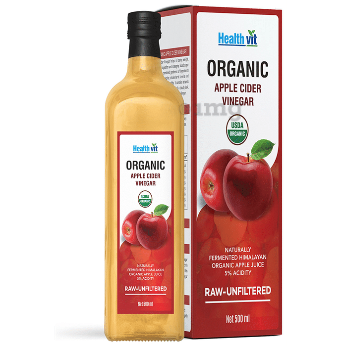 HealthVit Organic Apple Cider Vinegar with The Mother - Raw, Unfiltered