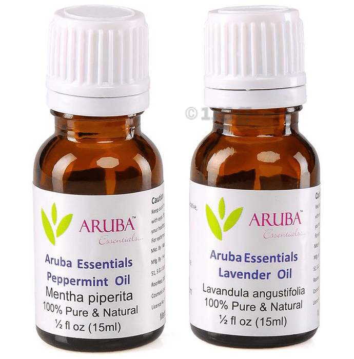 Aruba Essentials Combo Pack of Peppermint Oil and Lavender Oil (15ml Each)