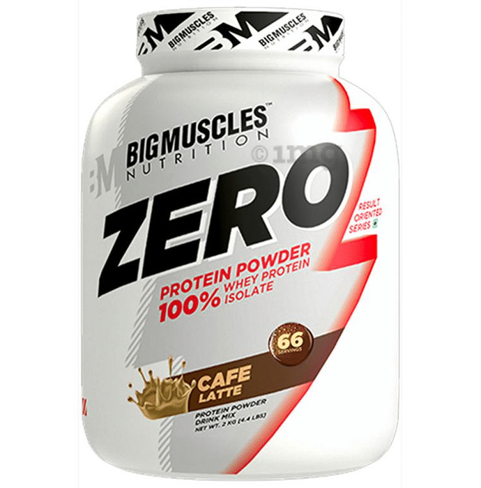 Big  Muscles Zero Protein Powder 100% Whey Isolate Cafe Latte