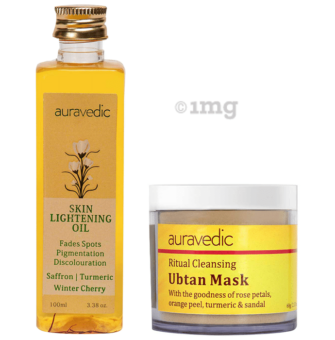 Auravedic Combo Pack of Skin Lightening Oil 100ml & Ritual Cleansing Ubtan Mask 60gm