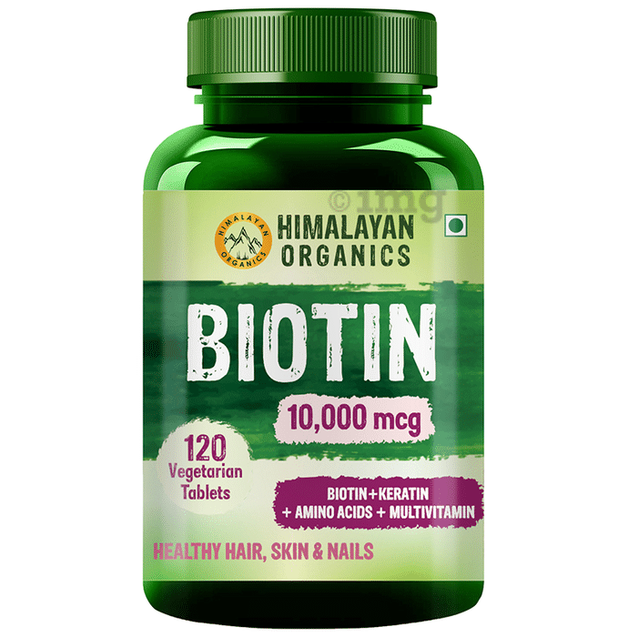 Himalayan Organics Biotin 10000mcg | With Keratin, Amino Acids & Multivitamin for Healthy Hair, Skin & Nails | Veg Tablet