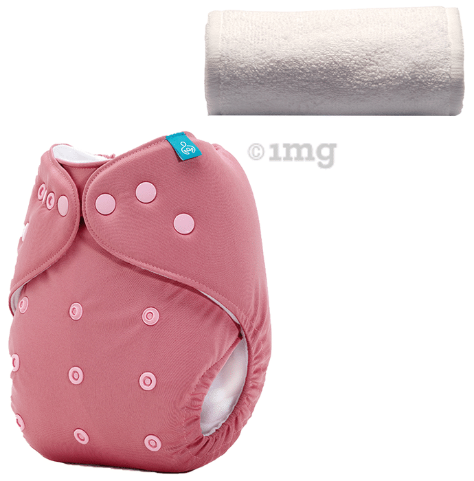 Bumberry Adjustable Reusable Cloth Pocket Diaper With 1 Three-Layer Microfiber Inserts for Babies Mauve