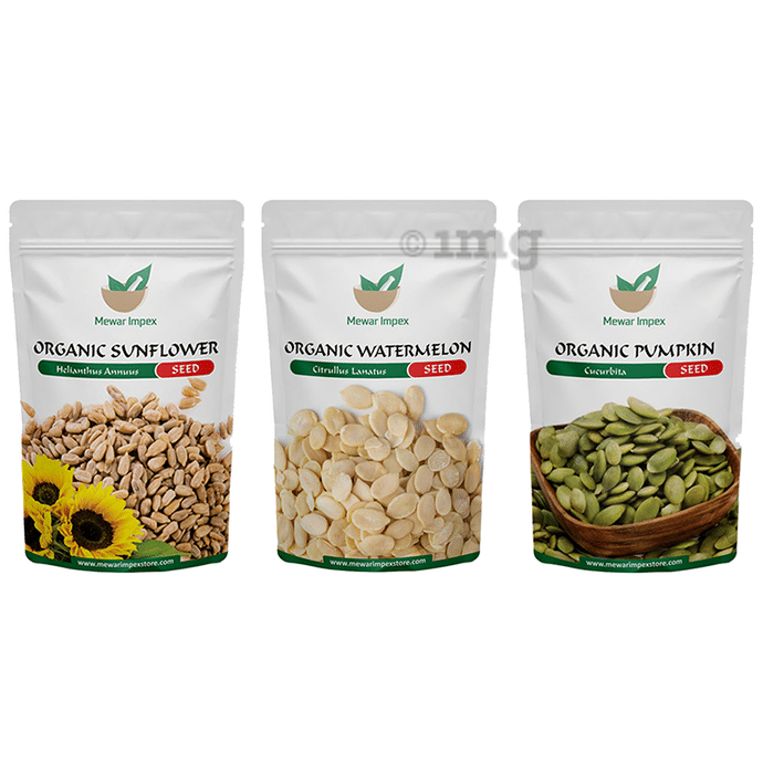 Mewar Impex Combo Pack of Organic Sunflower Seed, Organic Watermelon Seed & Organic Pumpkin Seed (100gm Each)