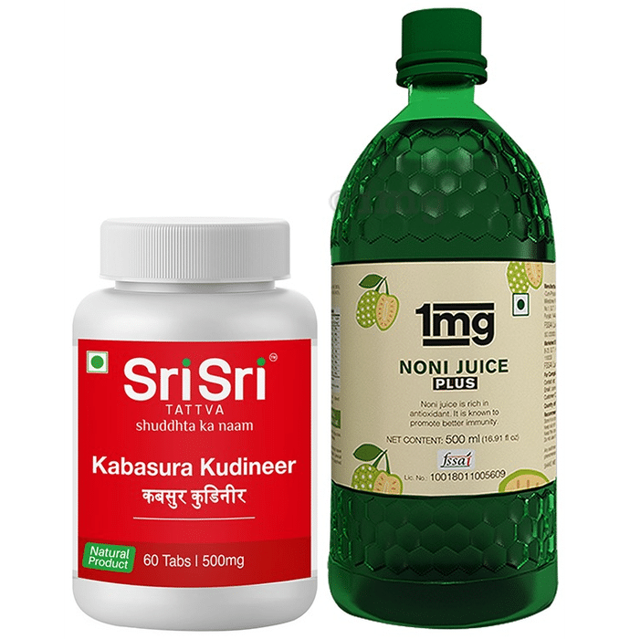 Combo Pack of Sri Sri Tattva Kabasura Kudineer 500mg 60 Tablet & 1mg Noni Juice Plus Immunity Booster & Joint Health Support Rich in Antioxidants 500ml