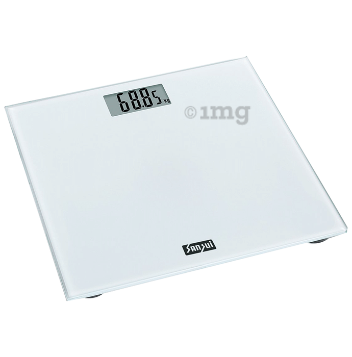 Sansui Personal Weighing Scale & Bathroom Weight Machine with Large LCD Display 180kg White