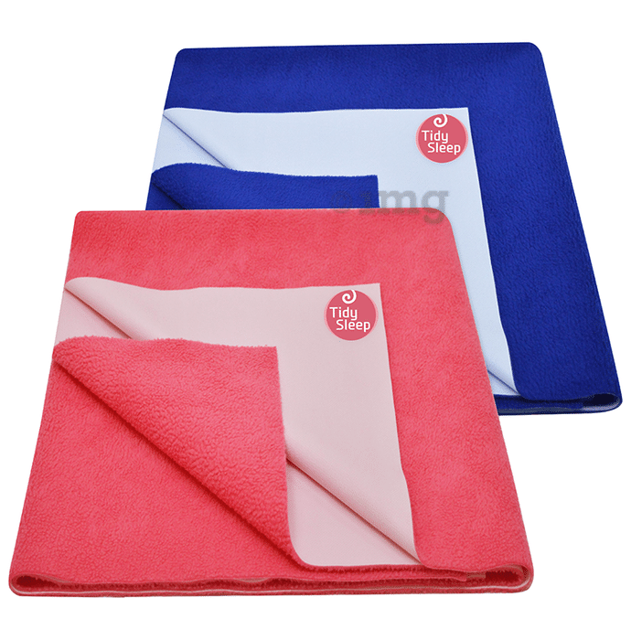 Tidy Sleep Water Proof & Washable Baby Care Dry Sheet & Bed Protector Medium Hot Pink and Royal Blue