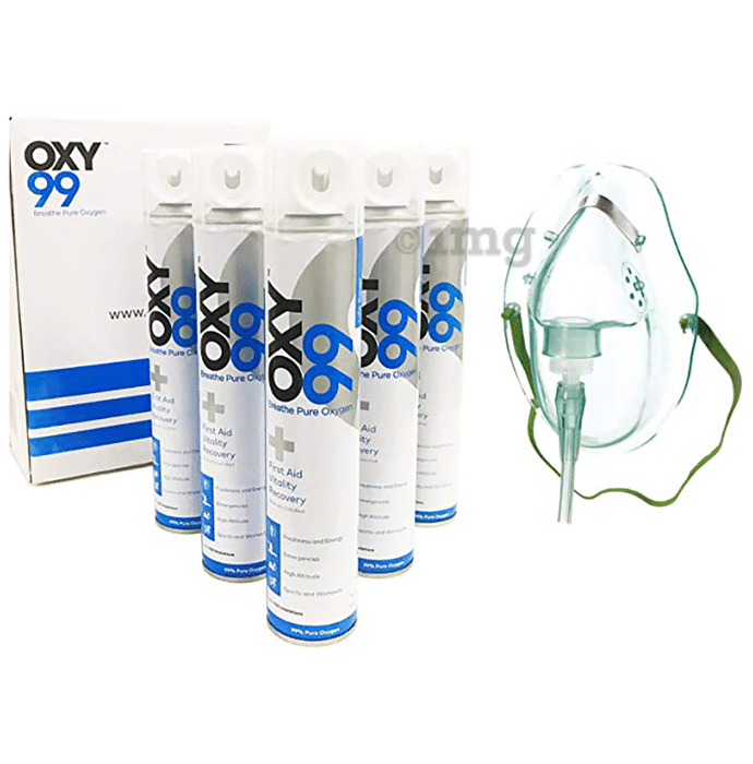 Oxy99 Portable Oxygen Can (6ltr Each) with 1 Mask