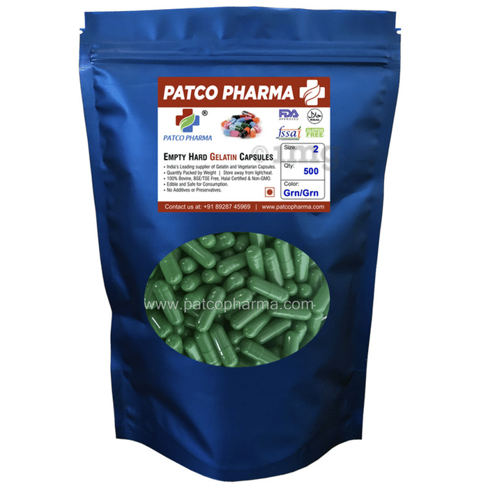 Patco Pharma Empty Hard Gelatin Capsule Size 2 Green