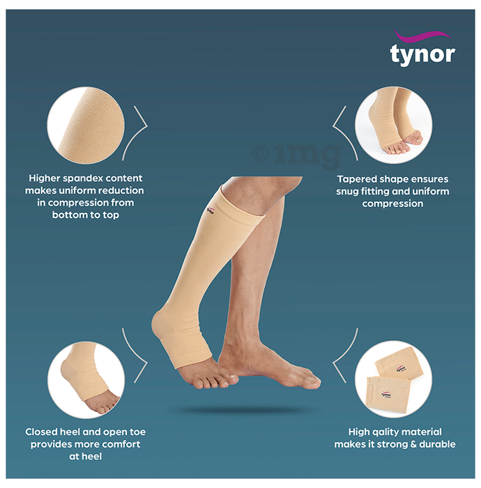Tynor I 16 Compression Stocking Below Knee Open Toe XXL Beige: Buy box of  1.0 Pair of Stockings at best price in India