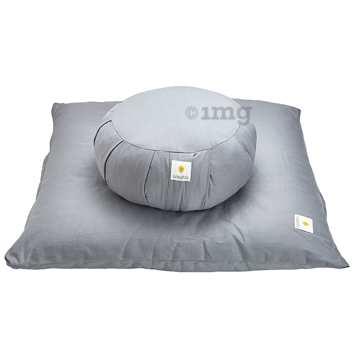 Sarveda Combo Pack of Zafu & Zabuton Meditation Cushion Grey
