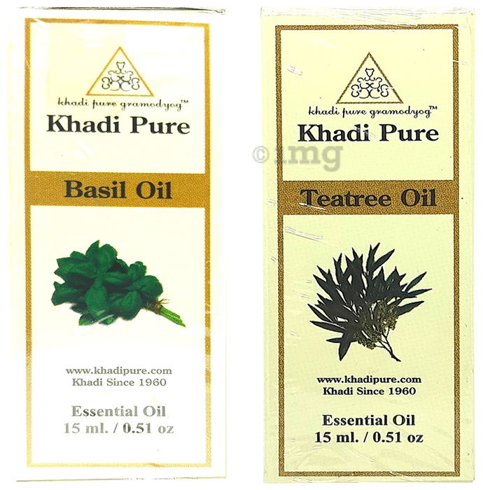 Khadi Pure Combo Pack of Basil Oil & Teatree Oil (15ml Each)