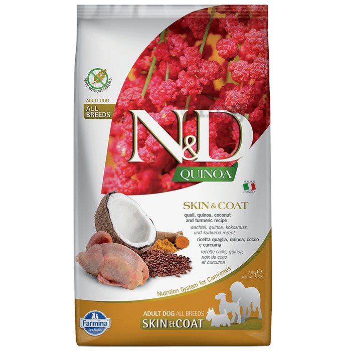 Farmina Pet Foods N&D Quinoa Digestion for Adult Dog  Skin & Coat Quail, Coconut & Turmeric