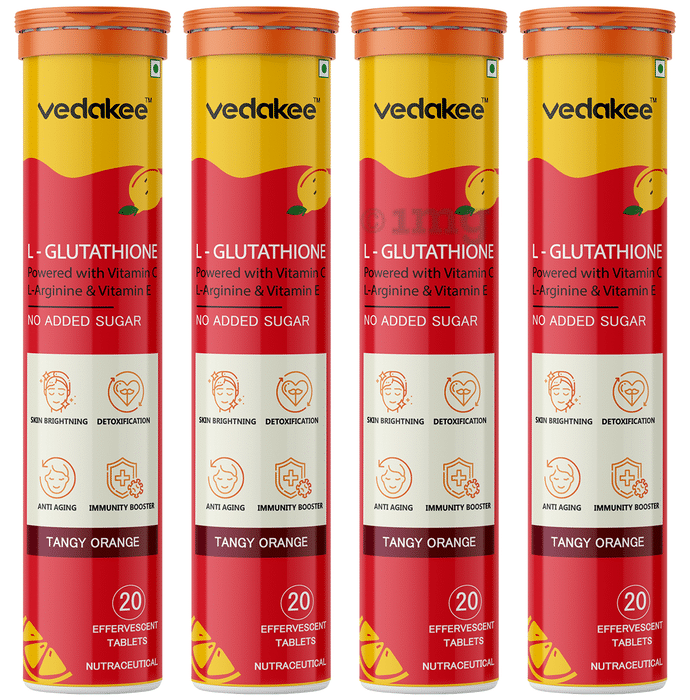 Vedakee L-Glutathione Effervescent Tablet (20 Each) Tangy Orange No Added Sugar