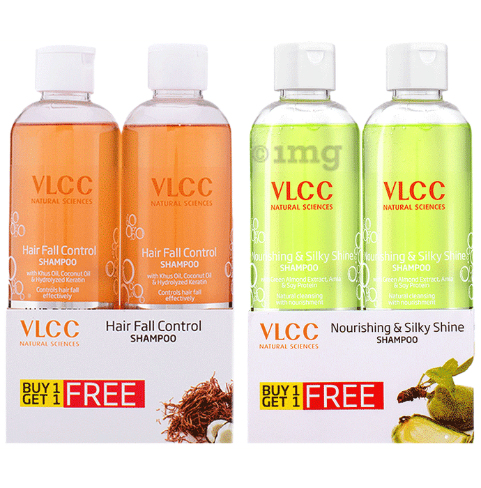 VLCC Nourishing & Silky Shine Shampoo & Hair Fall Control Shampoo (350ml Each) Buy 1 Get 1 Free
