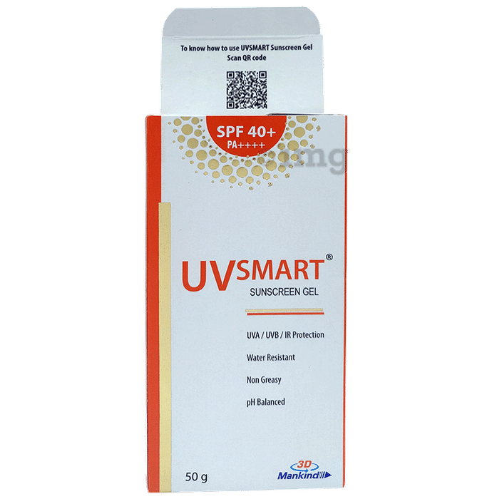 UVsmart SPF 40+ Sunscreen Gel PA++++ | For UVA, UVB & IR Protection | pH Balanced, Water-Resistant & Non-Greasy