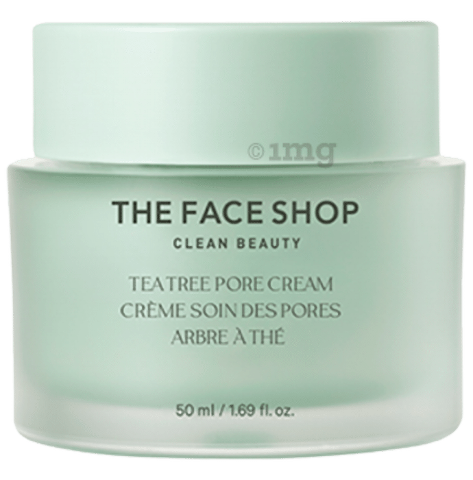 The Face Shop Tea Tree Pore Cream With Ip- Bha, Pha & Hyaluronic Acid, Ideal Moisturizer For Pore Care, Acne Prone & Sensitive Skin
