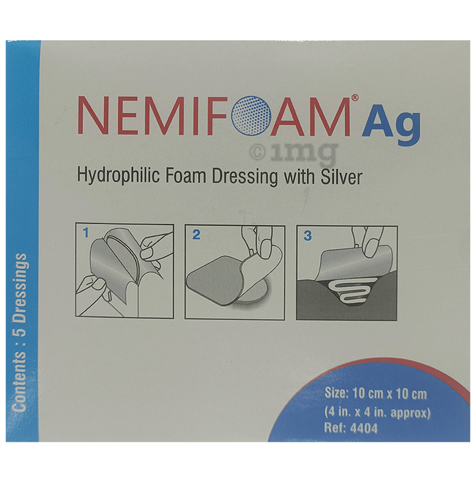Nemifoam Ag Hydrophilic Foam Dressing with Silver 10cm x 10cm