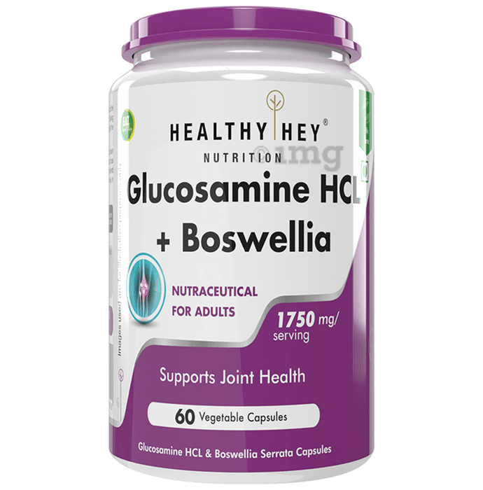 HealthyHey Glucosamine HCL+ Boswellia Vegetable Capsules