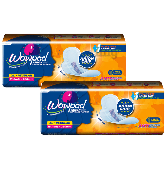 Wowpad Comforting Soft Regular Sanitary Pad with Anion Chip (18 Each) XL