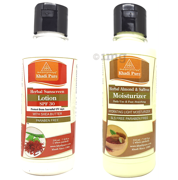 Khadi Pure Combo Pack of Herbal Sunscreen Lotion SPF 30 & Herbal Almond