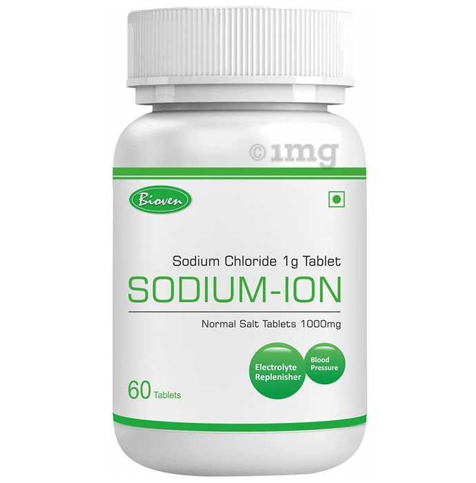 Bioven Sodium-Ion 1gm for Blood Pressure & Electrolyte Replenishment | Normal Salt Tablet