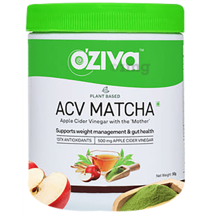 Oziva Plant Based Acv Matcha Powder for Weight Management & Gut Health